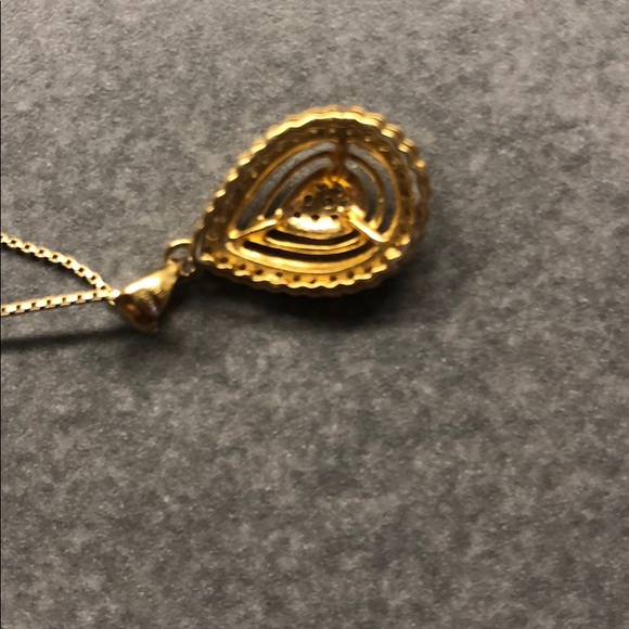 GOLD AND DIAMOND NECKLACE ON 20” CHAIN - Picture 3 of 4